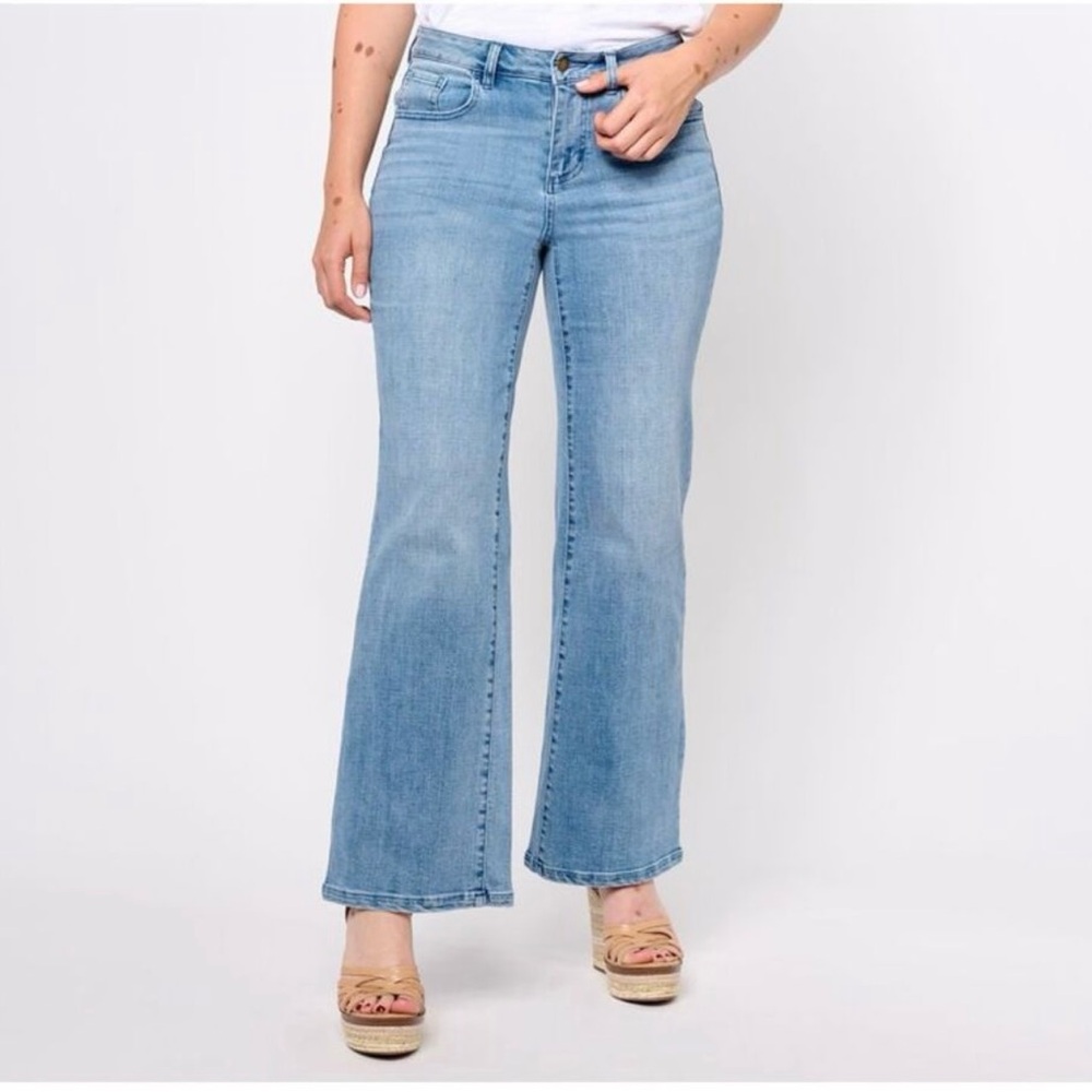 Belle by Kim Gravel Women's Plus Sz Pants 22W Regular Crosshatch Blue A644935